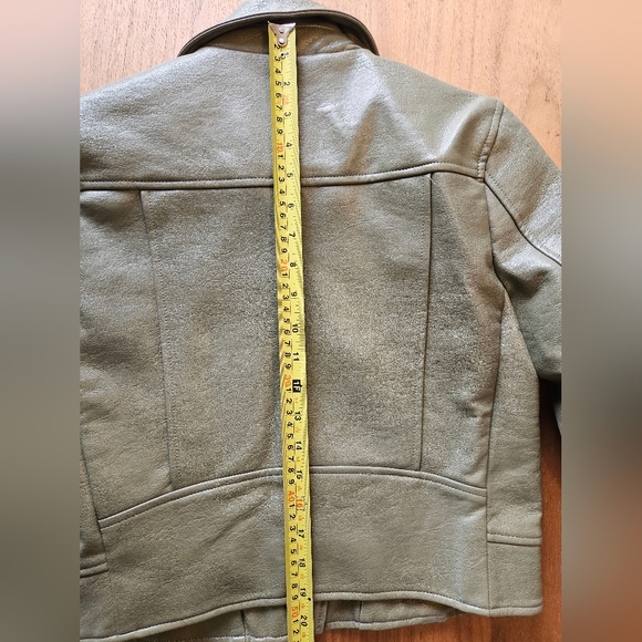 Dynamite faux leather moto jacket. Size XS. Olive green. Great condition. - Picture 5 of 13